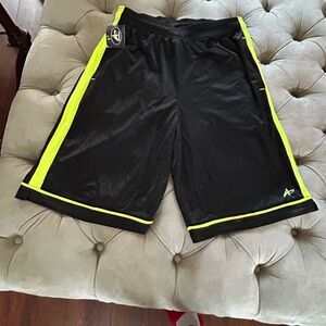 Athletech Black Shorts with Neon Yellow Trim